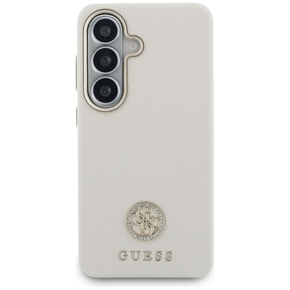 Pouzdro MagSafe pro Samsung Galaxy S26 S942, Guess, Rhinestone Round Logo, Béžová