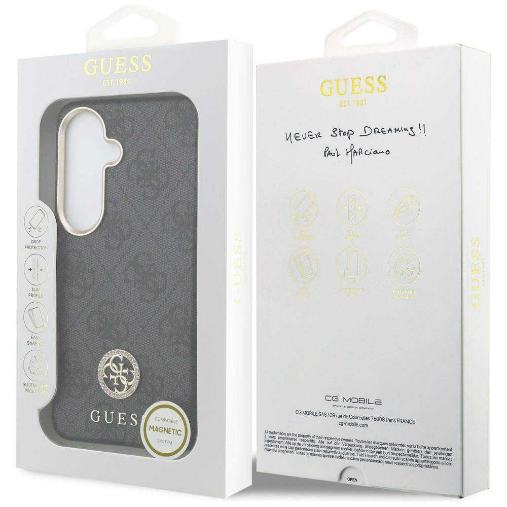 Pouzdro MagSafe pro Samsung Galaxy S26 S942, Guess, Rhinestone Round Logo, Černá