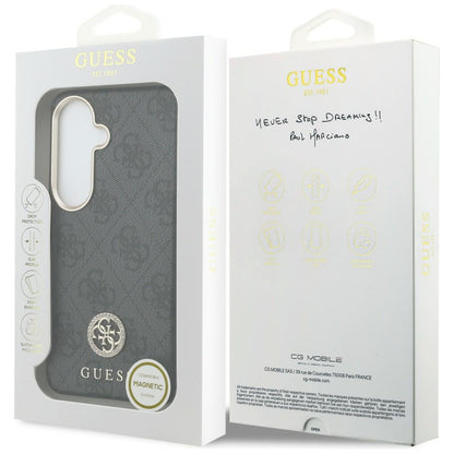 Pouzdro MagSafe pro Samsung Galaxy S26 S942, Guess, Rhinestone Round Logo, Černá
