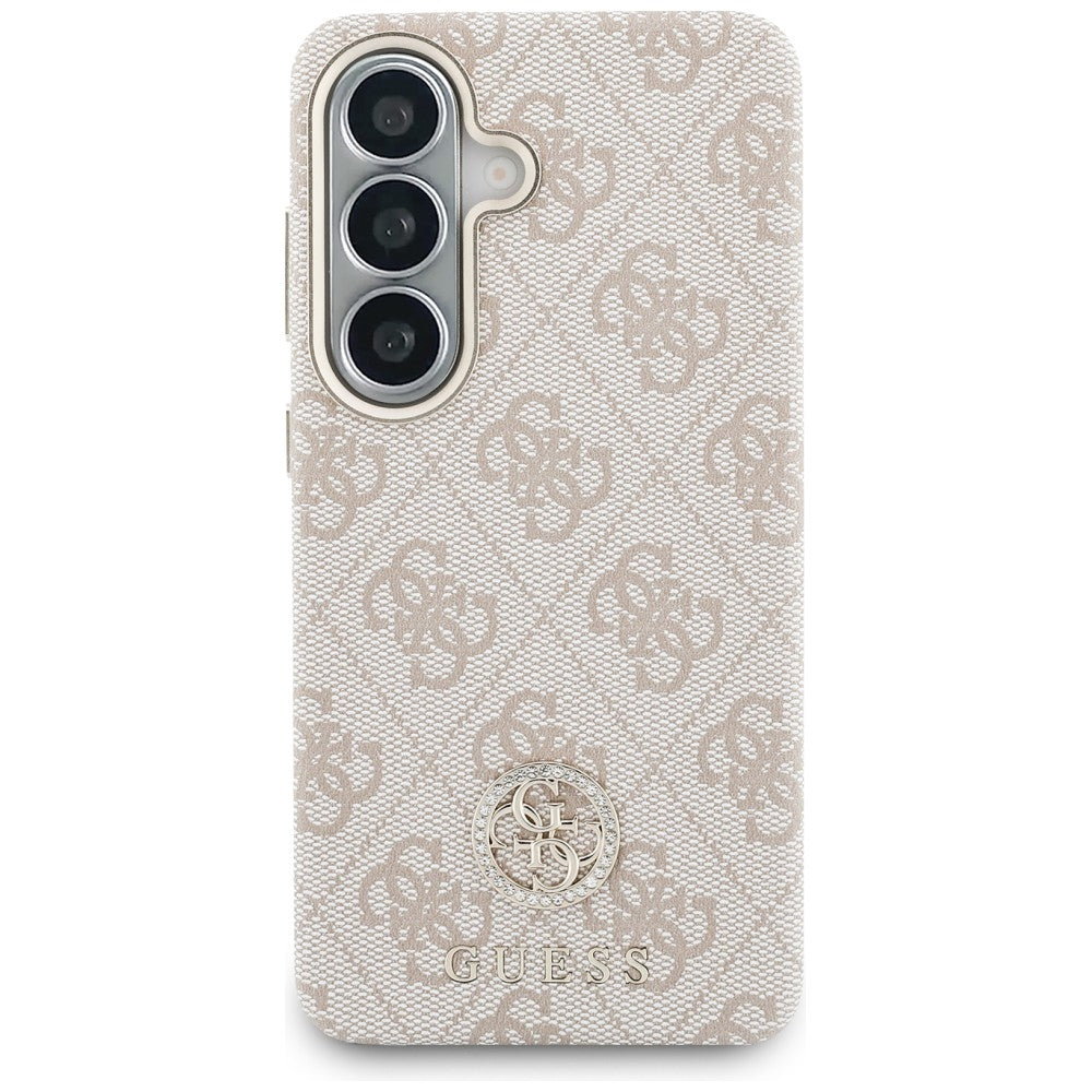 Pouzdro MagSafe pro Samsung Galaxy S26 S942, Guess, Rhinestone Round Logo, Růžové