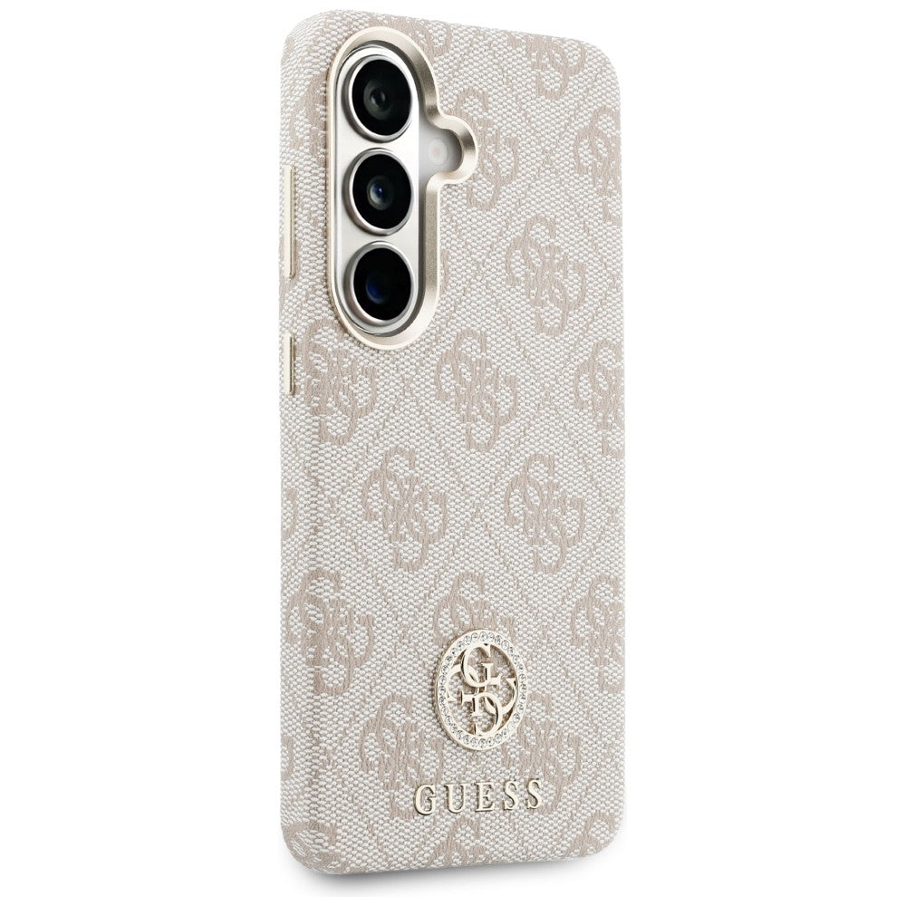 Pouzdro MagSafe pro Samsung Galaxy S26 S942, Guess, Rhinestone Round Logo, Růžové