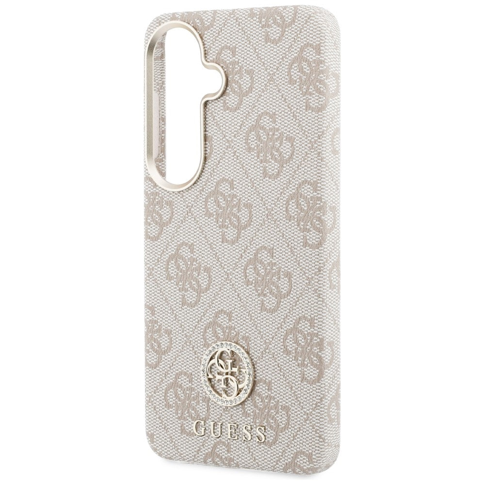 Pouzdro MagSafe pro Samsung Galaxy S26 S942, Guess, Rhinestone Round Logo, Růžové