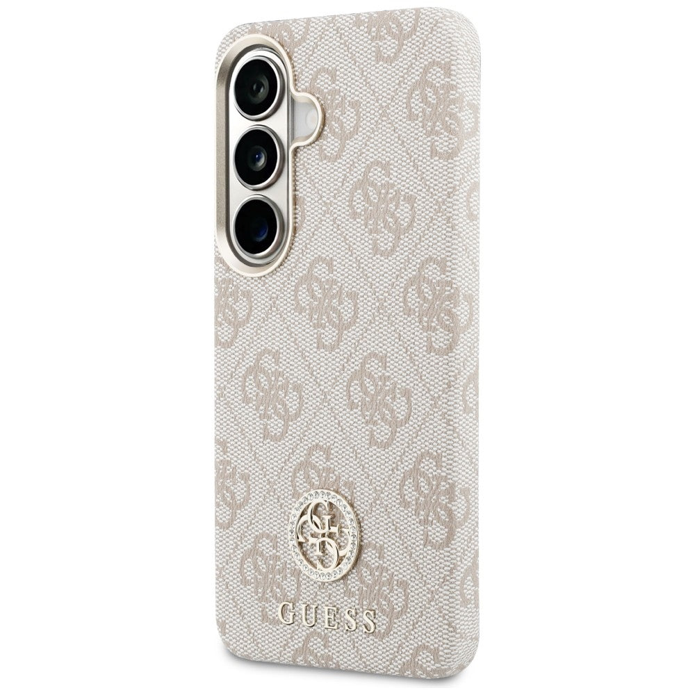 Pouzdro MagSafe pro Samsung Galaxy S26 S942, Guess, Rhinestone Round Logo, Růžové