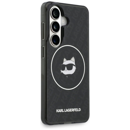 Pouzdro MagSafe pro Samsung Galaxy S26 S942, Karl Lagerfeld, IML Choupette Head on KL Repeated Logo, Černá