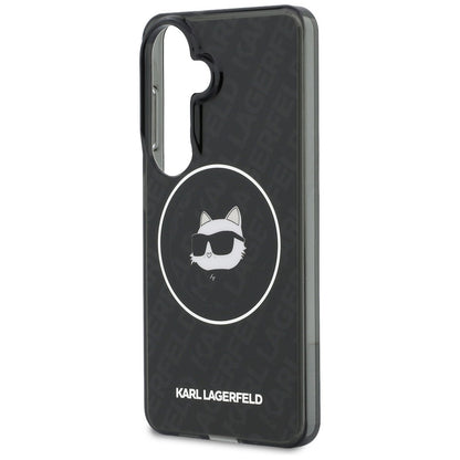 Pouzdro MagSafe pro Samsung Galaxy S26 S942, Karl Lagerfeld, IML Choupette Head on KL Repeated Logo, Černá