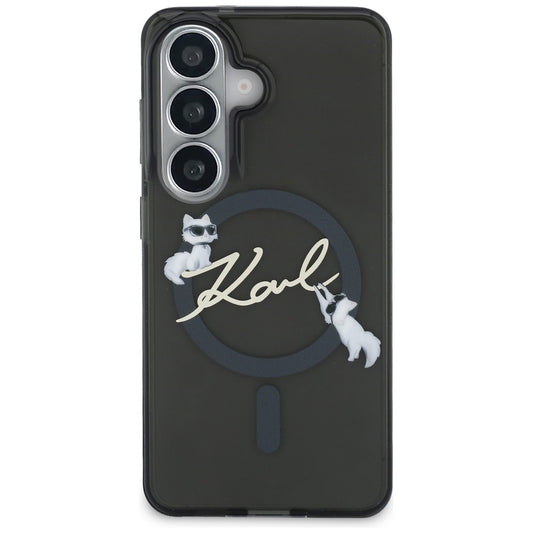 MagSafe pouzdro pro Samsung Galaxy S26 S942, Karl Lagerfeld, IML Choupette Karl Script Logo, černé