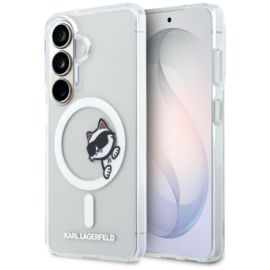 MagSafe pouzdro pro Samsung Galaxy S26 S942, Karl Lagerfeld, IML Choupette Peekaboo Logo, bílé