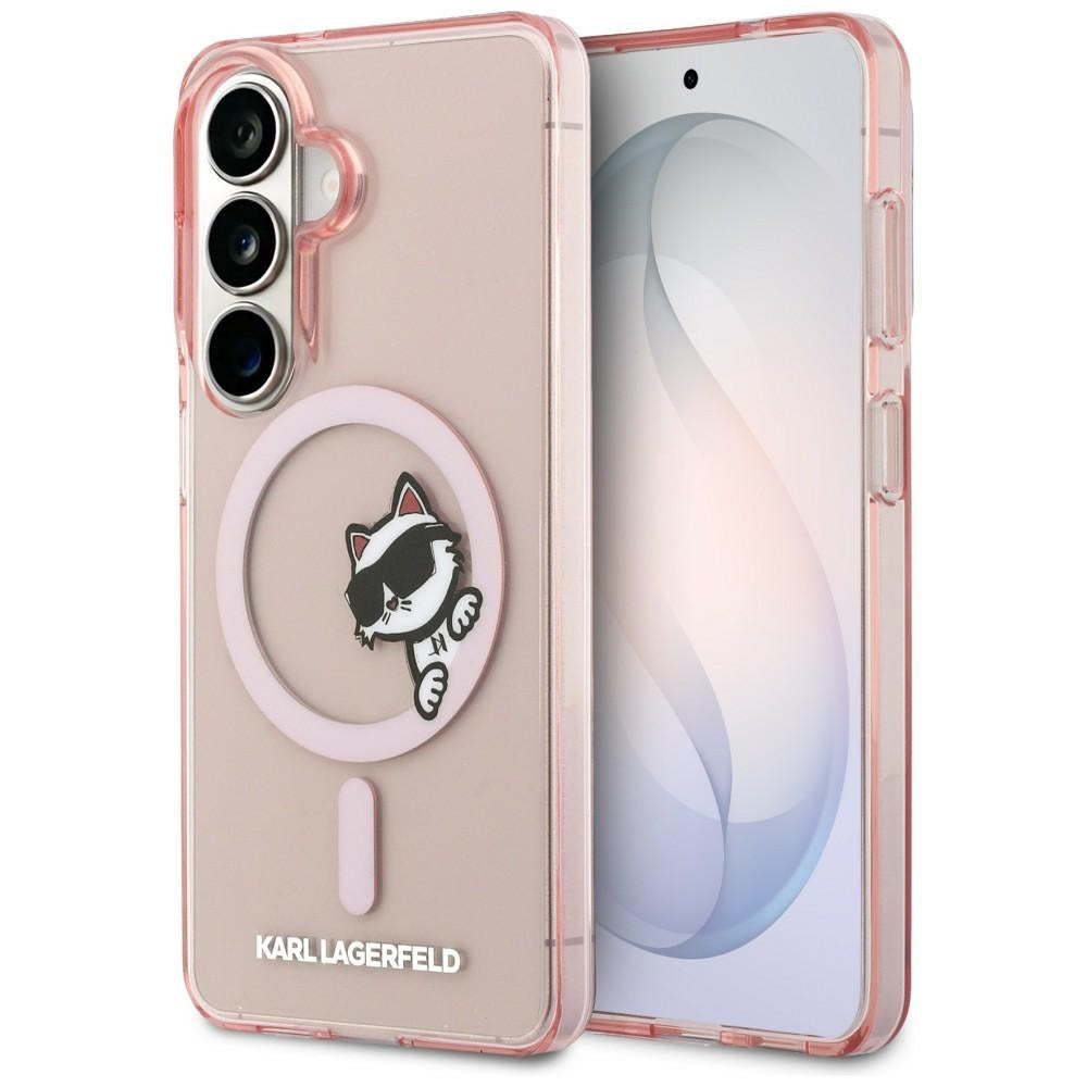 Pouzdro MagSafe pro Samsung Galaxy S26 S942, Karl Lagerfeld, IML Choupette Peekaboo Logo, Růžové