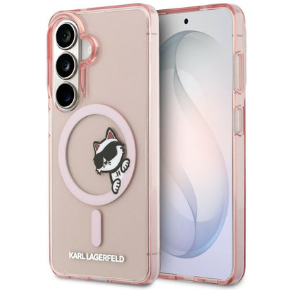 Pouzdro MagSafe pro Samsung Galaxy S26 S942, Karl Lagerfeld, IML Choupette Peekaboo Logo, Růžové