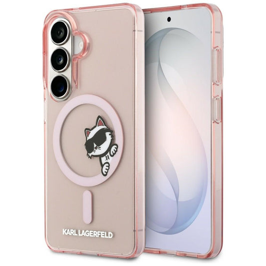 Pouzdro MagSafe pro Samsung Galaxy S26 S942, Karl Lagerfeld, IML Choupette Peekaboo Logo, Růžové