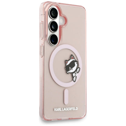 Pouzdro MagSafe pro Samsung Galaxy S26 S942, Karl Lagerfeld, IML Choupette Peekaboo Logo, Růžové