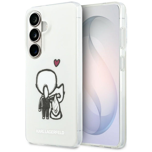 MagSafe pouzdro pro Samsung Galaxy S26 S942, Karl Lagerfeld, IML Karl & Choupette Back Logo, bílé