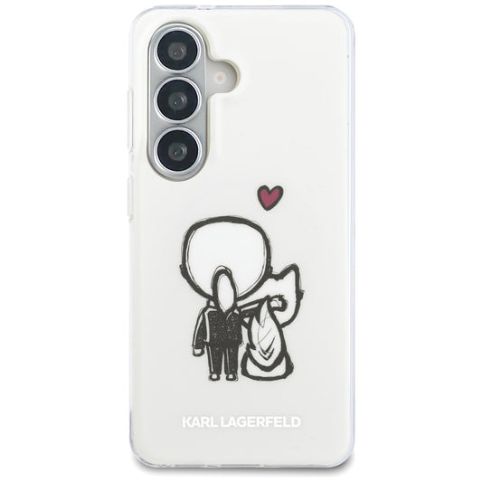 MagSafe pouzdro pro Samsung Galaxy S26 S942, Karl Lagerfeld, IML Karl & Choupette Back Logo, bílé
