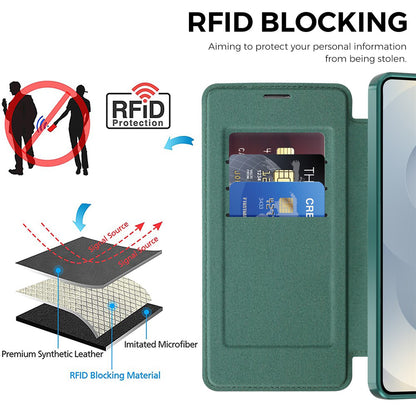 Pouzdro MagSafe pro Samsung Galaxy S26, Techsuit, SmartMag Book, Zelená