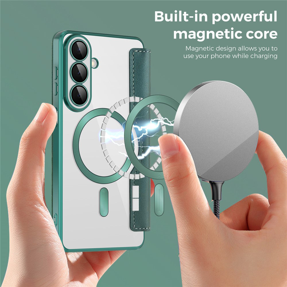 Pouzdro MagSafe pro Samsung Galaxy S26, Techsuit, SmartMag Book, Zelená