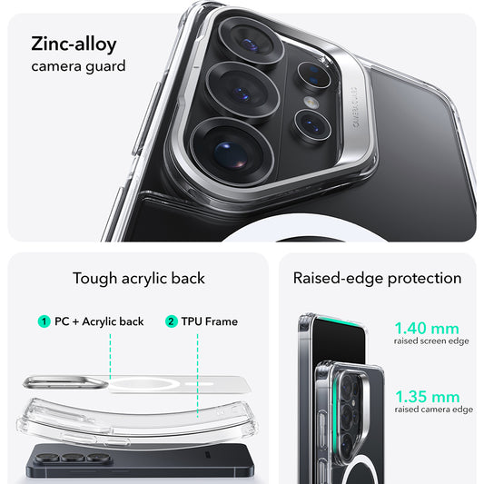 Pouzdro MagSafe pro Samsung Galaxy S26 Ultra, ESR, Classic Hybrid Kickstand, Průhledné