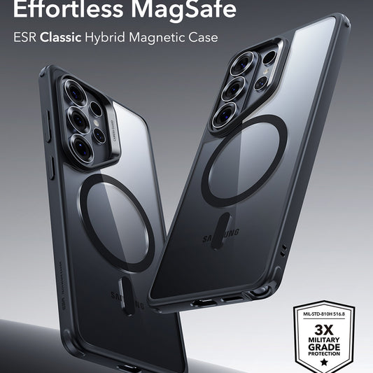 Pouzdro MagSafe pro Samsung Galaxy S26 Ultra, ESR, Classic Hybrid, Černé Průhledné