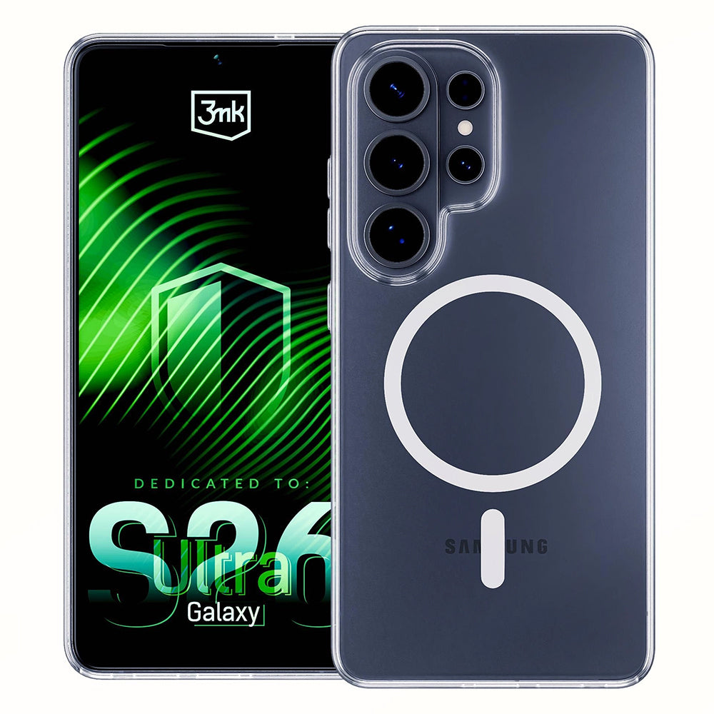 Pouzdro MagSafe pro Samsung Galaxy S26 Ultra S948, 3MK, Clear MagCase, Průhledné