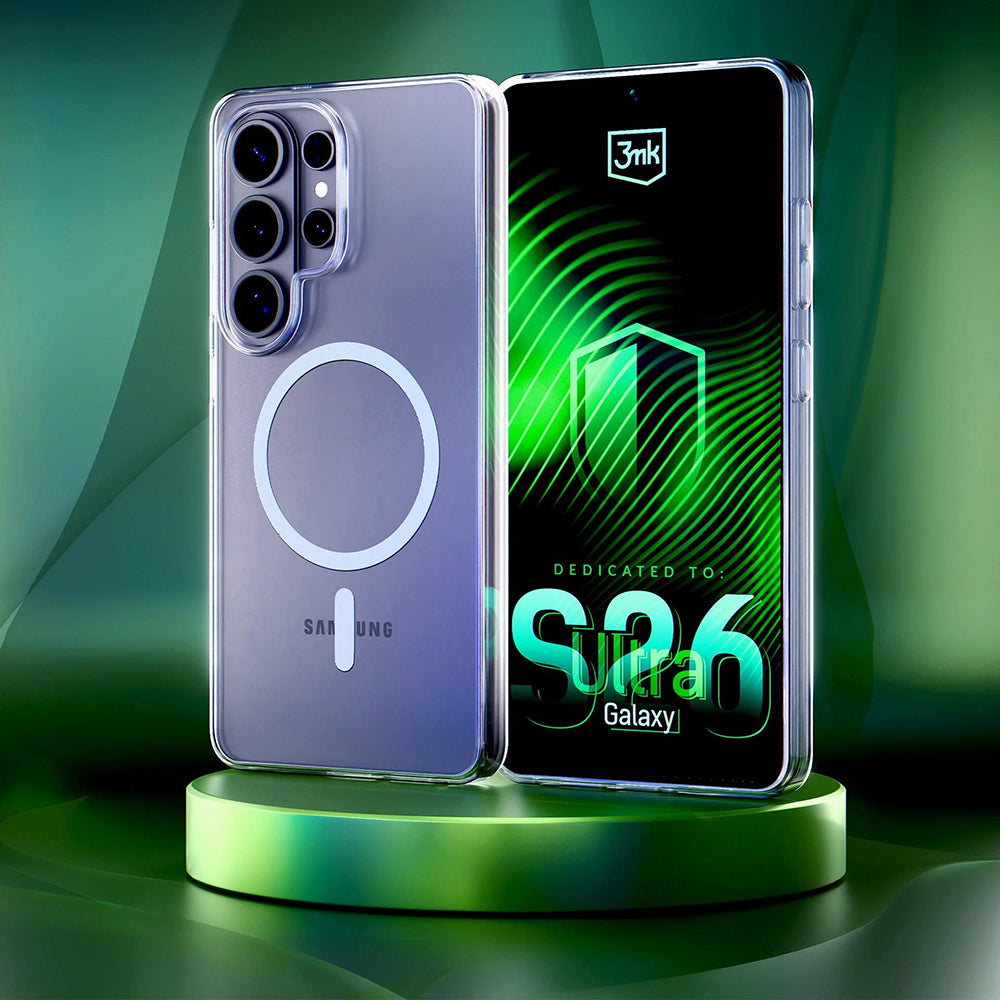 Pouzdro MagSafe pro Samsung Galaxy S26 Ultra S948, 3MK, Clear MagCase, Průhledné