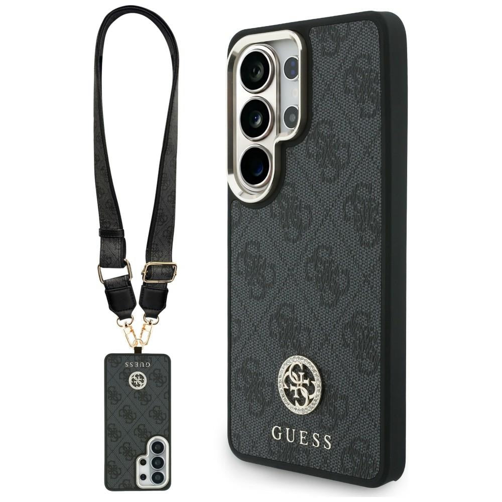 Pouzdro MagSafe pro Samsung Galaxy S26 Ultra S948, GUESS, 4G Big Rhinestone Triangle Strap, Černá
