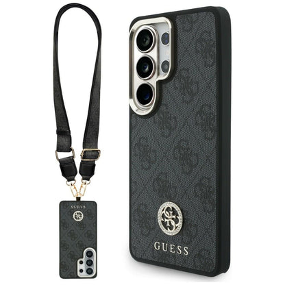 Pouzdro MagSafe pro Samsung Galaxy S26 Ultra S948, GUESS, 4G Big Rhinestone Triangle Strap, Černá
