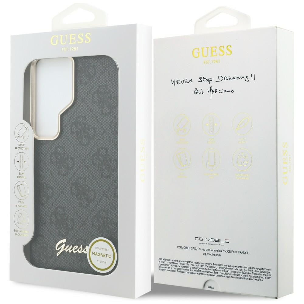 Pouzdro MagSafe pro Samsung Galaxy S26 Ultra S948, Guess, 4G Script Logo, Černá