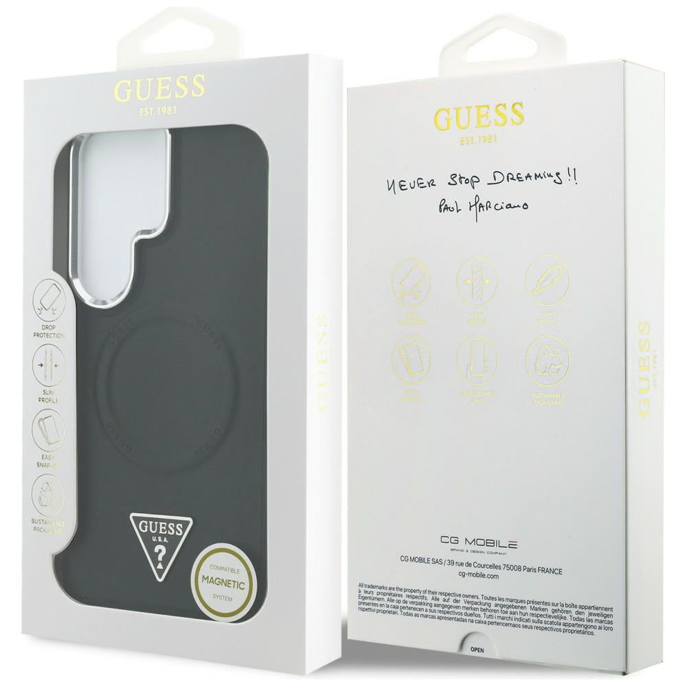 Pouzdro MagSafe pro Samsung Galaxy S26 Ultra S948, Guess, Embossed Ring Triangle Logo, Černá