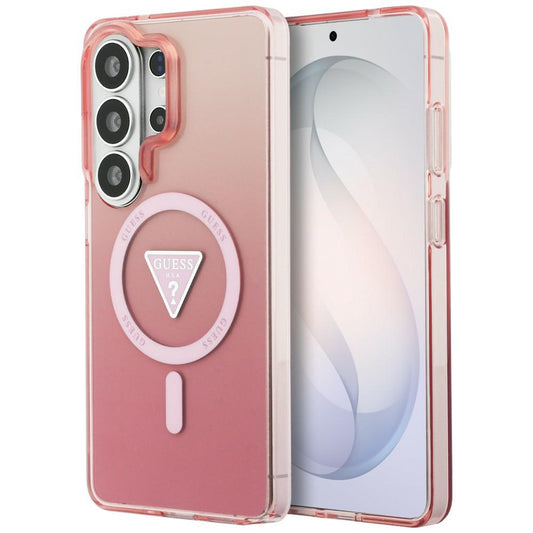 Pouzdro MagSafe pro Samsung Galaxy S26 Ultra S948, Guess, IML Gradient Triangle Logo, Růžové