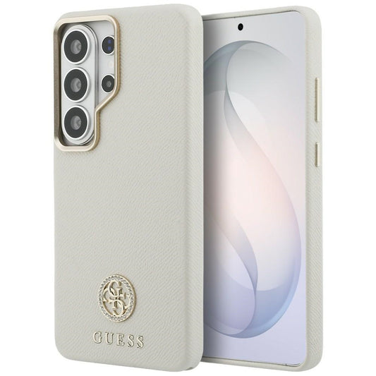 Pouzdro MagSafe pro Samsung Galaxy S26 Ultra S948, Guess, Rhinestone Round Logo, Bežové