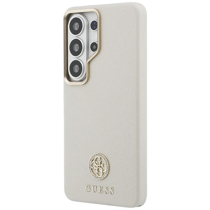Pouzdro MagSafe pro Samsung Galaxy S26 Ultra S948, Guess, Rhinestone Round Logo, Bežové