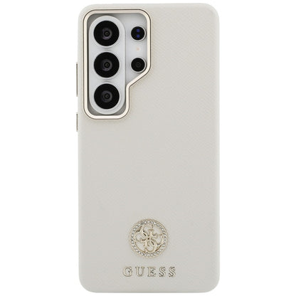 Pouzdro MagSafe pro Samsung Galaxy S26 Ultra S948, Guess, Rhinestone Round Logo, Bežové