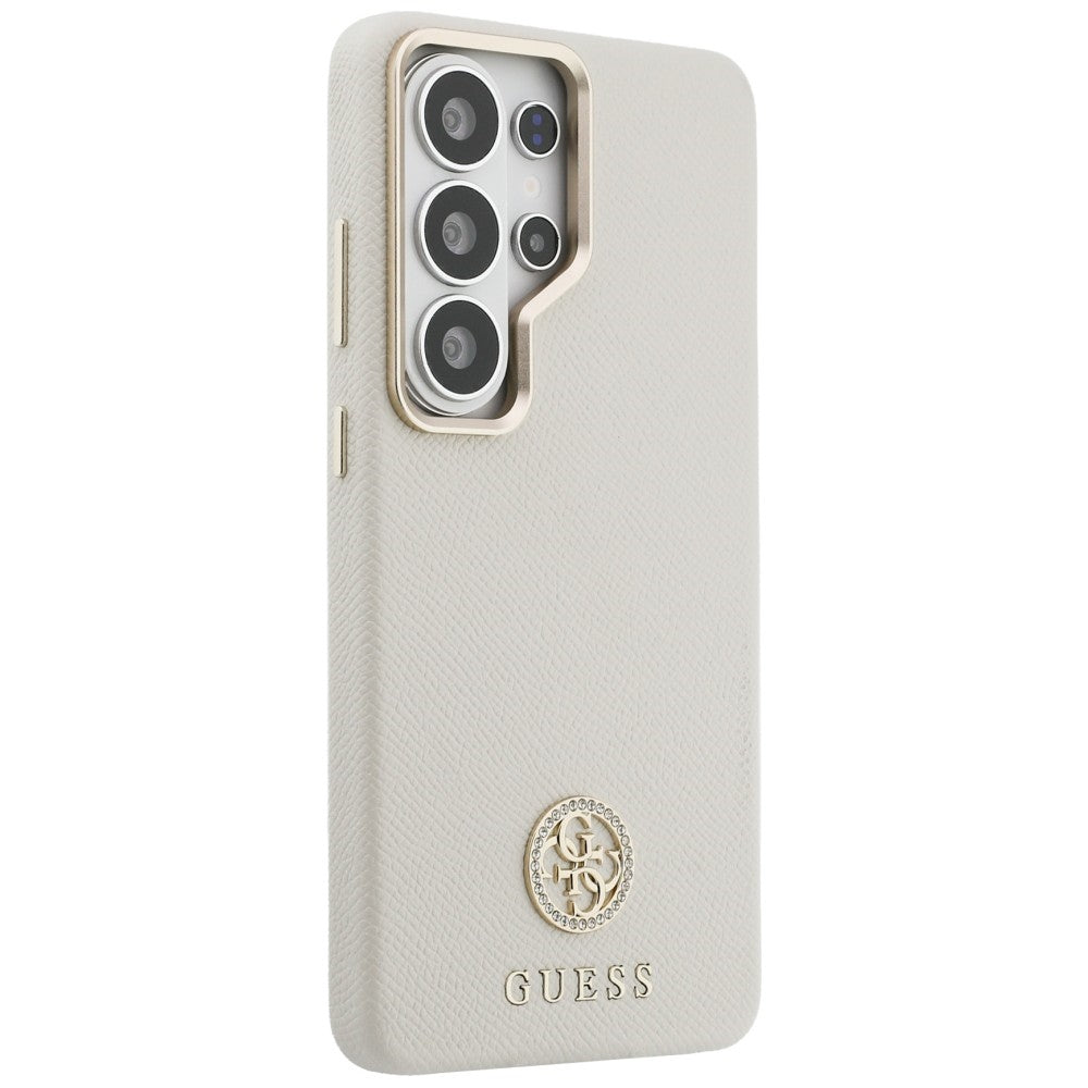 Pouzdro MagSafe pro Samsung Galaxy S26 Ultra S948, Guess, Rhinestone Round Logo, Bežové