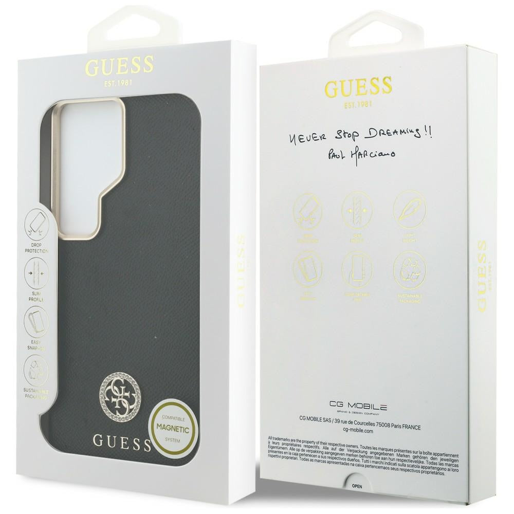 Pouzdro MagSafe pro Samsung Galaxy S26 Ultra S948, Guess, Rhinestone Round Logo, Černá