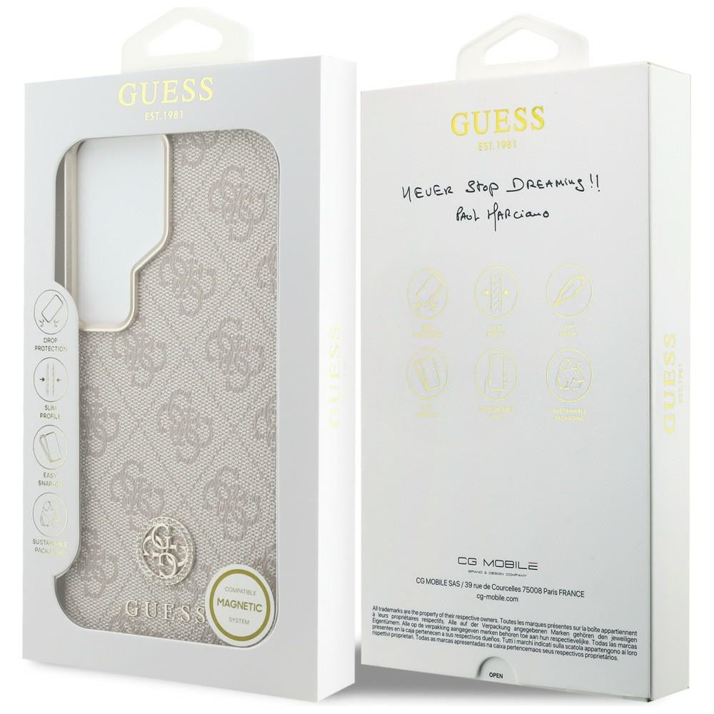 Pouzdro MagSafe pro Samsung Galaxy S26 Ultra S948, Guess, Rhinestone Round Logo, Růžové