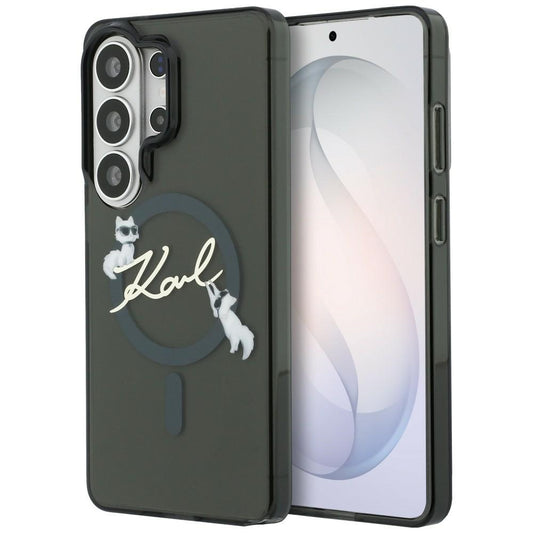 Pouzdro MagSafe pro Samsung Galaxy S26 Ultra S948, Karl Lagerfeld, IML Choupette Karl Script Logo, Černá