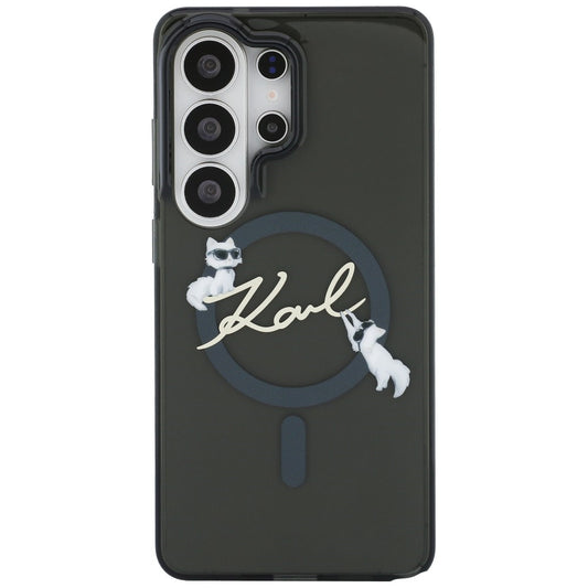 Pouzdro MagSafe pro Samsung Galaxy S26 Ultra S948, Karl Lagerfeld, IML Choupette Karl Script Logo, Černá