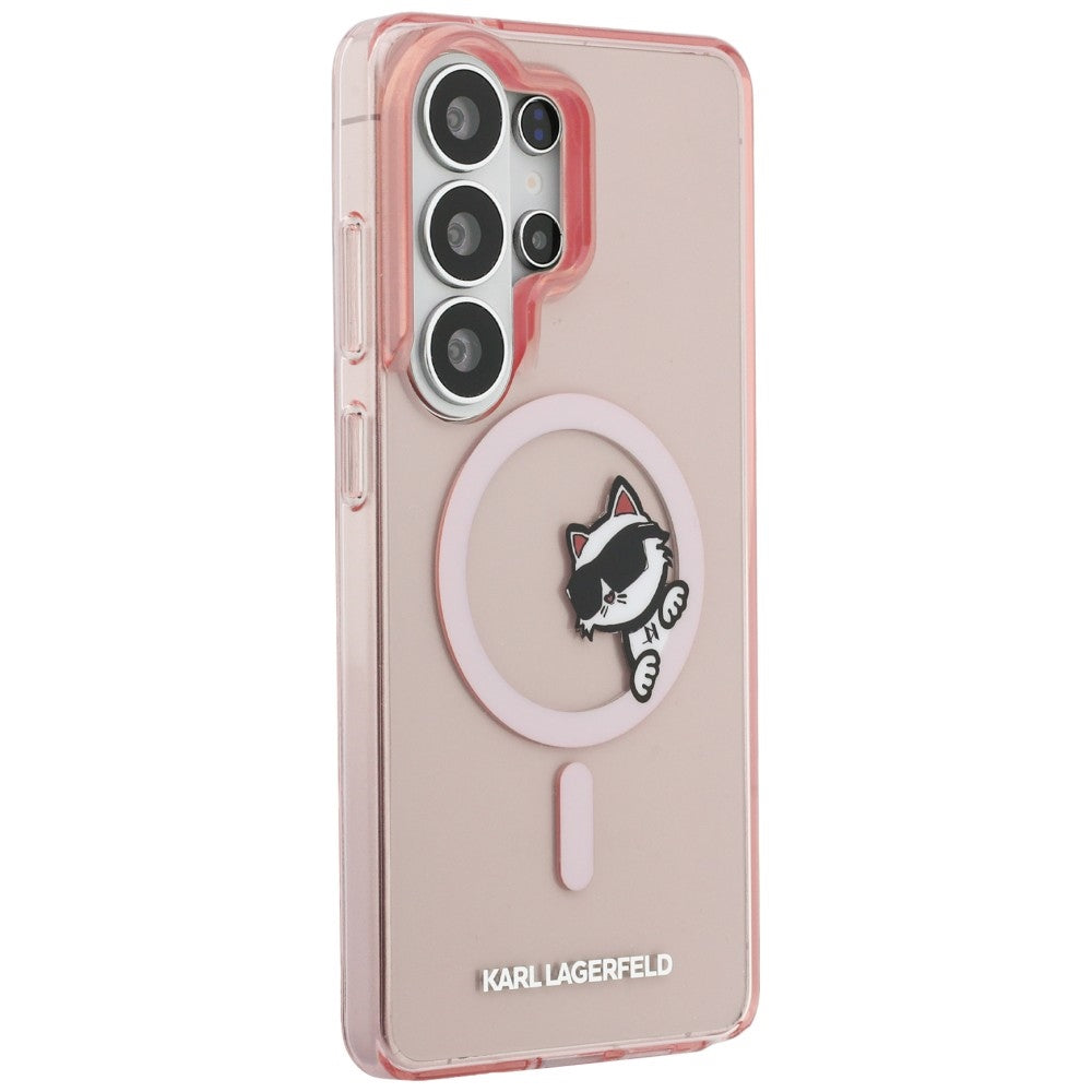 Pouzdro MagSafe pro Samsung Galaxy S26 Ultra S948, Karl Lagerfeld, IML Choupette Peekaboo Logo, Růžové