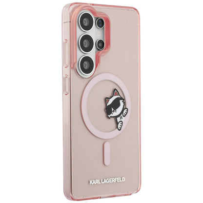 Pouzdro MagSafe pro Samsung Galaxy S26 Ultra S948, Karl Lagerfeld, IML Choupette Peekaboo Logo, Růžové