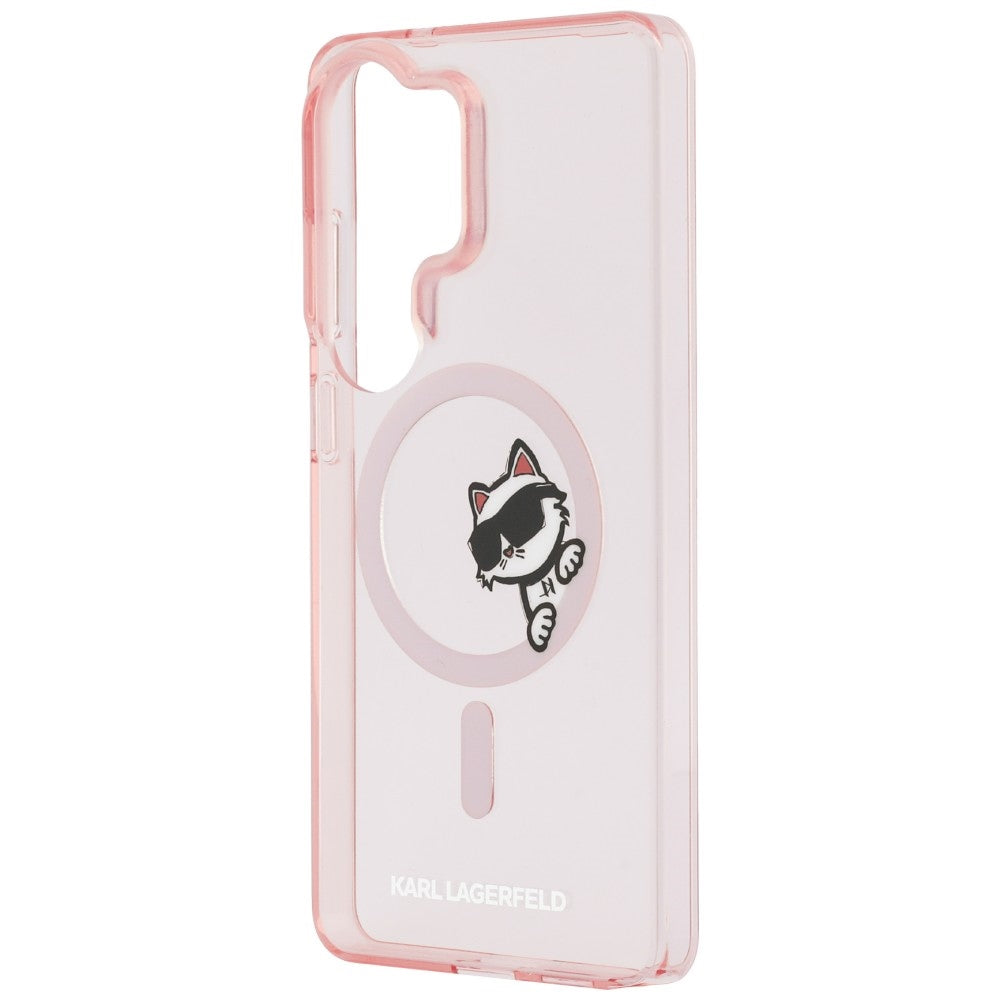 Pouzdro MagSafe pro Samsung Galaxy S26 Ultra S948, Karl Lagerfeld, IML Choupette Peekaboo Logo, Růžové