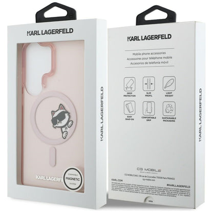 Pouzdro MagSafe pro Samsung Galaxy S26 Ultra S948, Karl Lagerfeld, IML Choupette Peekaboo Logo, Růžové
