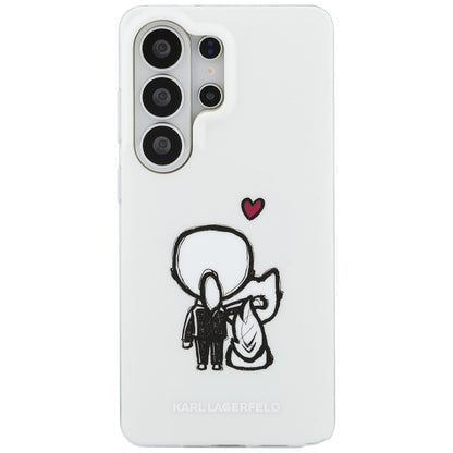 MagSafe pouzdro pro Samsung Galaxy S26 Ultra S948, Karl Lagerfeld, IML Karl & Choupette Back Logo, bílé