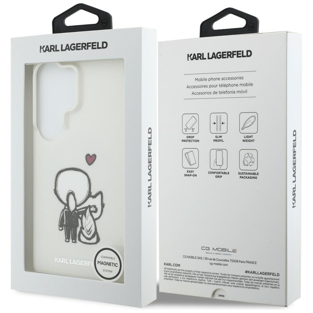 MagSafe pouzdro pro Samsung Galaxy S26 Ultra S948, Karl Lagerfeld, IML Karl & Choupette Back Logo, bílé