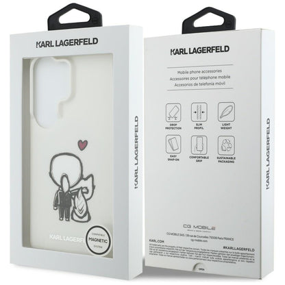 MagSafe pouzdro pro Samsung Galaxy S26 Ultra S948, Karl Lagerfeld, IML Karl & Choupette Back Logo, bílé
