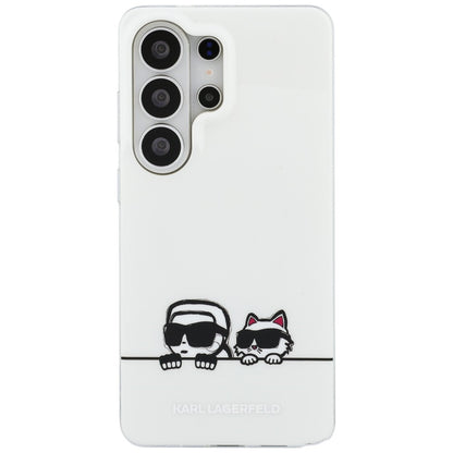 Pouzdro MagSafe pro Samsung Galaxy S26 Ultra S948, Karl Lagerfeld, IML Karl & Choupette Peekaboo Logo, Bílá
