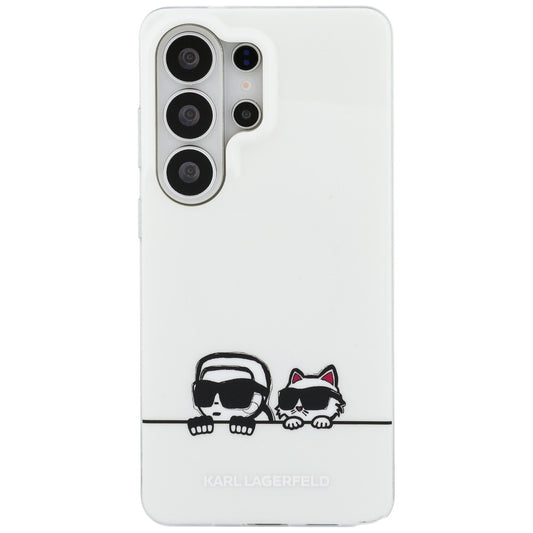 Pouzdro MagSafe pro Samsung Galaxy S26 Ultra S948, Karl Lagerfeld, IML Karl & Choupette Peekaboo Logo, Bílá