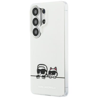 Pouzdro MagSafe pro Samsung Galaxy S26 Ultra S948, Karl Lagerfeld, IML Karl & Choupette Peekaboo Logo, Bílá