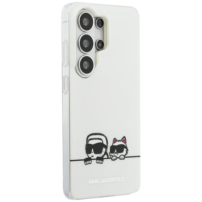 Pouzdro MagSafe pro Samsung Galaxy S26 Ultra S948, Karl Lagerfeld, IML Karl & Choupette Peekaboo Logo, Bílá