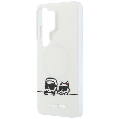 Pouzdro MagSafe pro Samsung Galaxy S26 Ultra S948, Karl Lagerfeld, IML Karl & Choupette Peekaboo Logo, Bílá