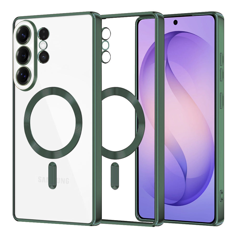 Pouzdro MagSafe pro Samsung Galaxy S26 Ultra, Techsuit, Luxury Crystal, Tmavě zelená