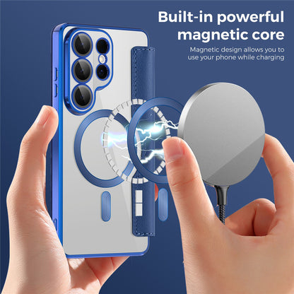 Pouzdro MagSafe pro Samsung Galaxy S26 Ultra, Techsuit, SmartMag Book, Modrá